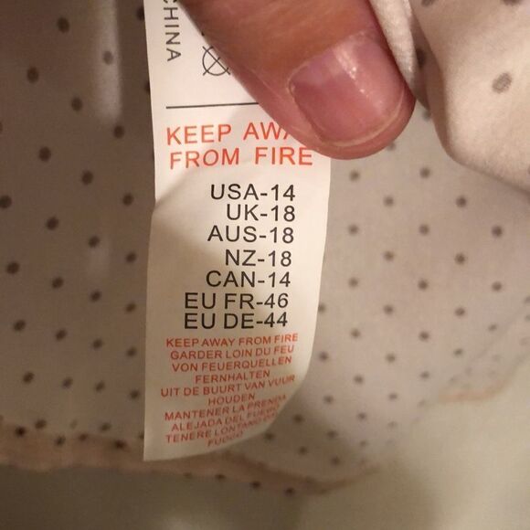 Nasty Gal 14 Well Spotted Peplum Bell Sleeve Faux Wrap Cream Brown Polka Top - Picture 13 of 16